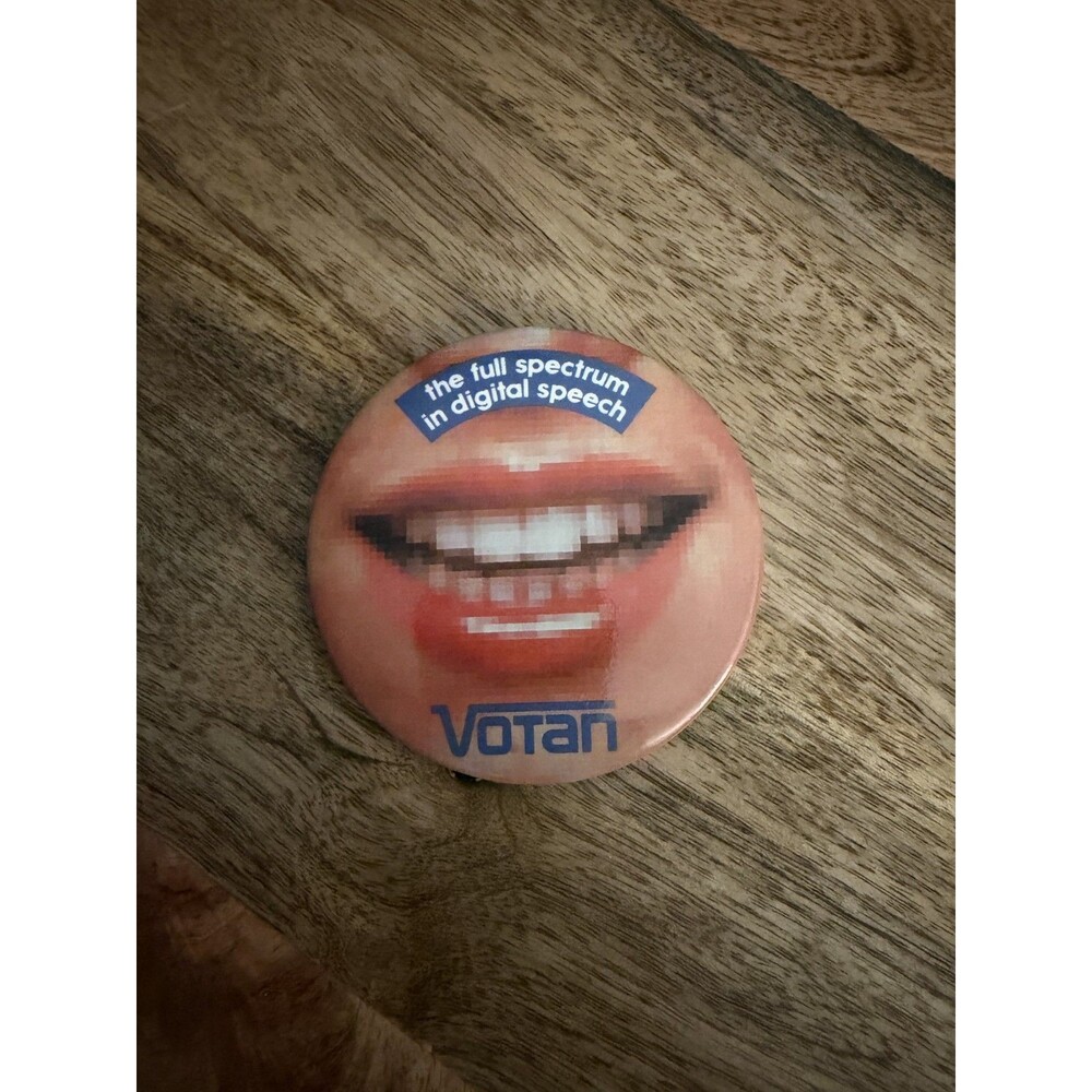 Vintage 1980s Votan "The Full Spectrum in Digital Speech" Pinback Button - Picture 2 of 3